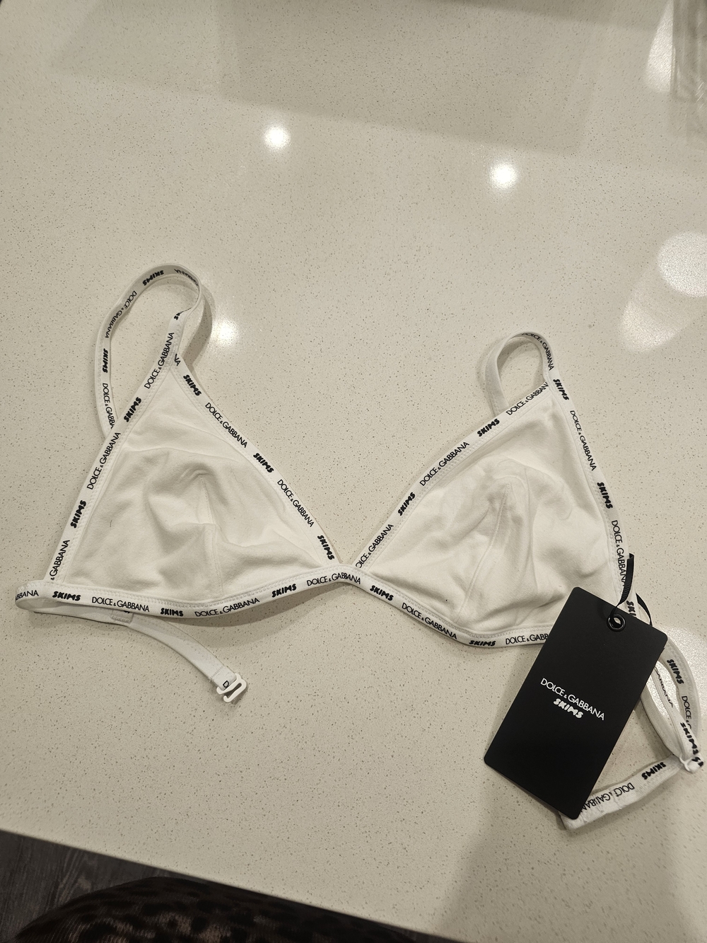 Dolce & GabbanaXSkims Collab White Logo-Trim Triangle Bra